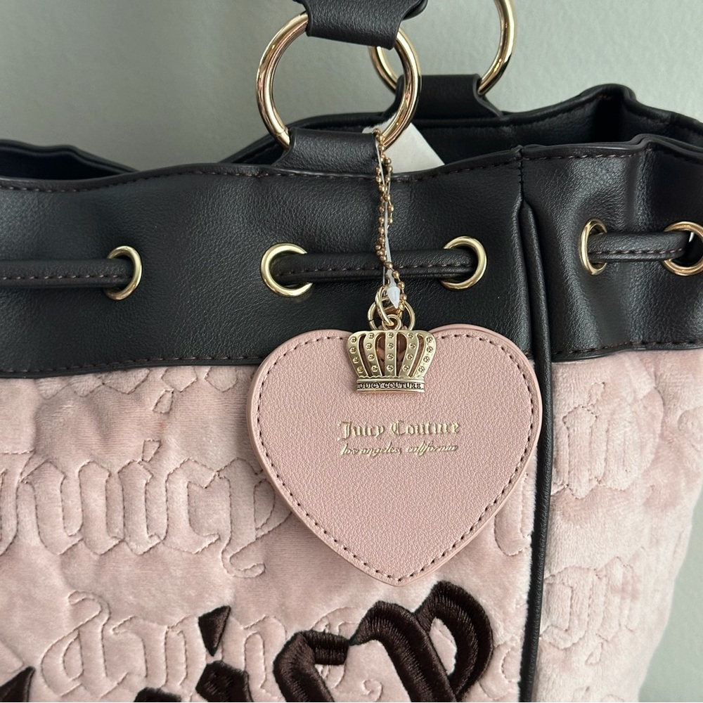 New Juicy Couture Vintage Dreams Tote Daydreamer Pink Blush Brown Pink Viral Bag - Picture 2 of 6
